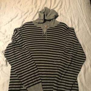 Cotton trilogy grey and black striped lightweight hoodie